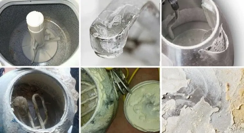 Dấu vết nước cứng tạm thời trên thiết bị gia dụng và đường ống