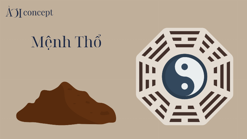 Hình ảnh một người mệnh Thổ với phong cách sống hài hòa, gần gũi thiên nhiên, sử dụng các vật phẩm phong thủy và màu sắc phù hợp