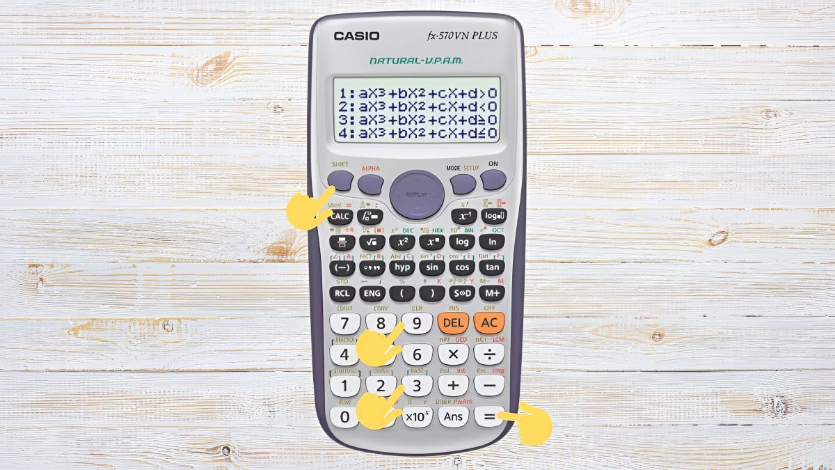 Màn hình hiển thị khi reset máy tính Casio FX-570VN Plus