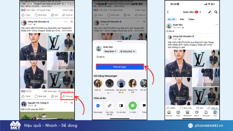 Giao diện chia sẻ bài viết của người khác lên Bảng tin cá nhân trên Facebook