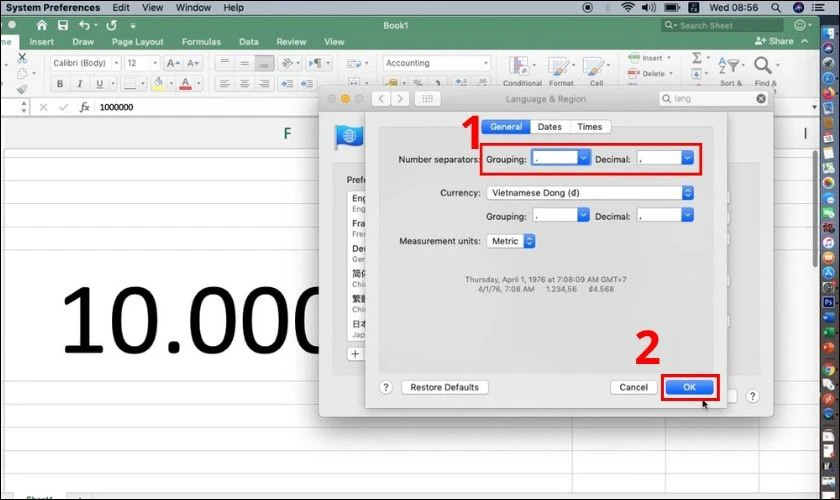 Cài đặt Number Separators trên Macbook: Chuyển đổi dấu nhóm và dấu thập phân