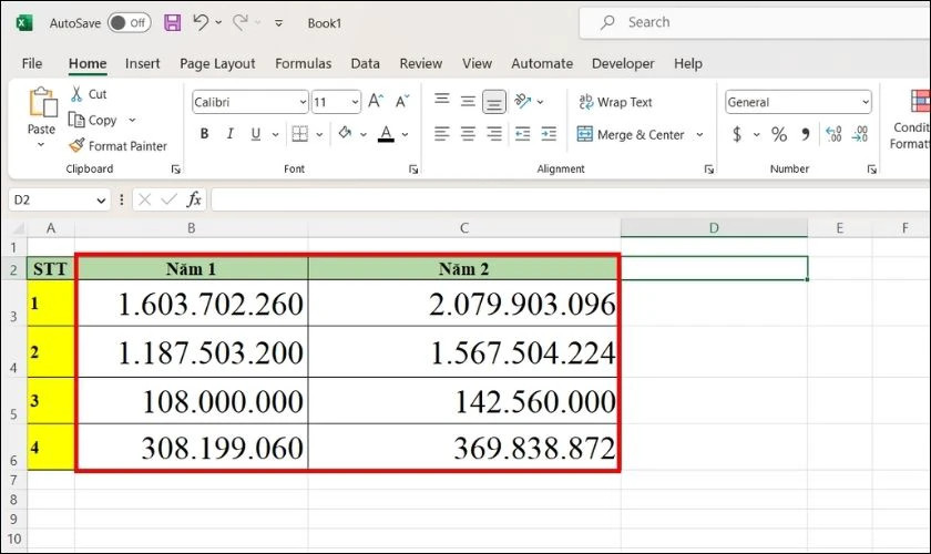 Kiểm tra định dạng số sau khi đổi dấu phẩy thành dấu chấm trong Excel