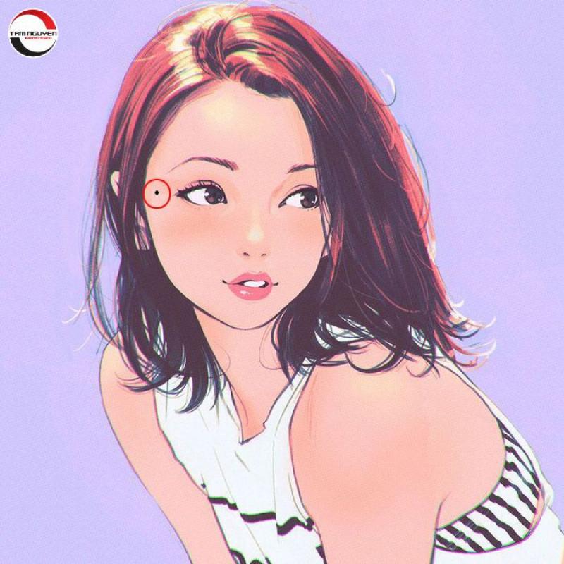 Người phụ nữ có nốt ruồi giữa trán mỉm cười, phong thủy, cuộc sống hạnh phúc