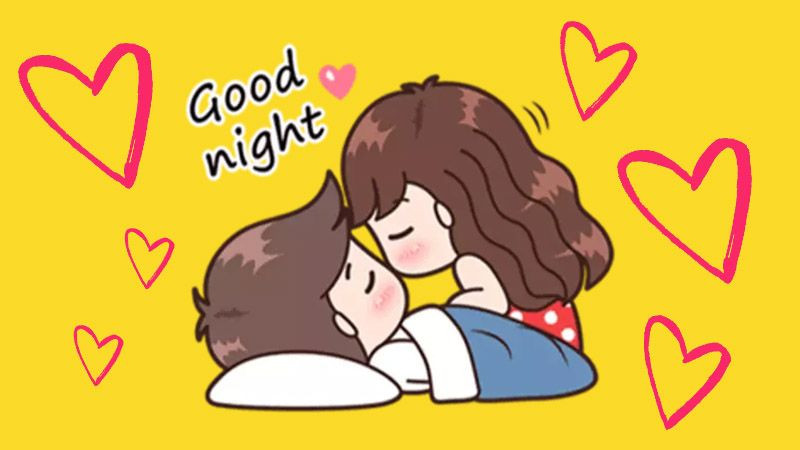 Hình ảnh chúc ngủ ngon với nhân vật hoạt hình đáng yêu và lời chúc ngọt ngào