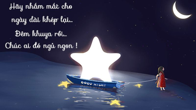 Hình ảnh chúc ngủ ngon ấm áp với tông màu xanh dương dành cho bạn trai