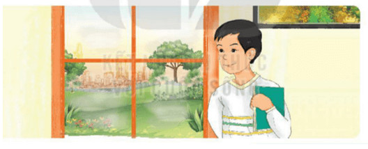 Cảnh cha và con khám phá khu vườn qua giác quan trong tác phẩm Vừa nhắm mắt vừa mở cửa sổ