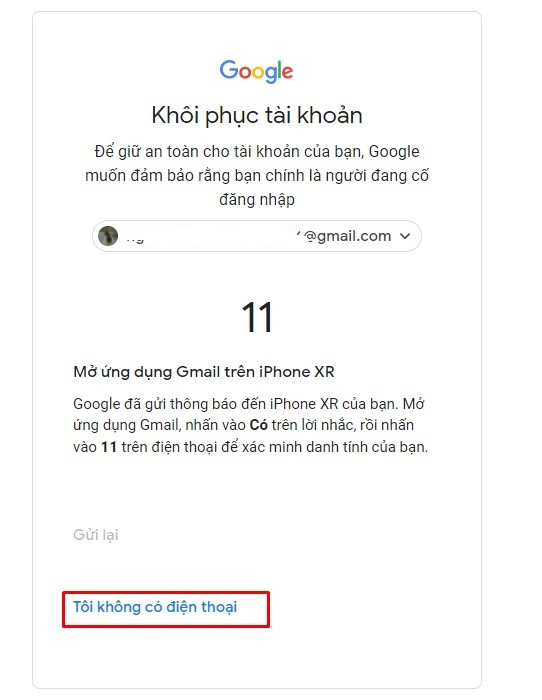 Lựa chọn khôi phục tài khoản Google bằng cách khác khi không có điện thoại bên cạnh