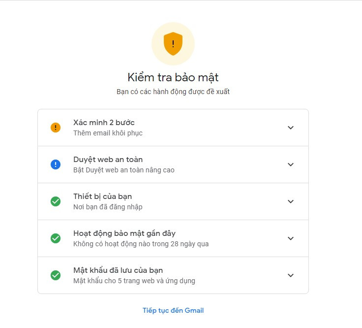 Kiểm tra bảo mật sau khi tạo mật khẩu mới để đảm bảo an toàn cho tài khoản Google