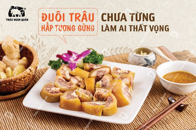 Đuôi trâu hấp tương gừng đậm đà, gân sần sật béo ngậy