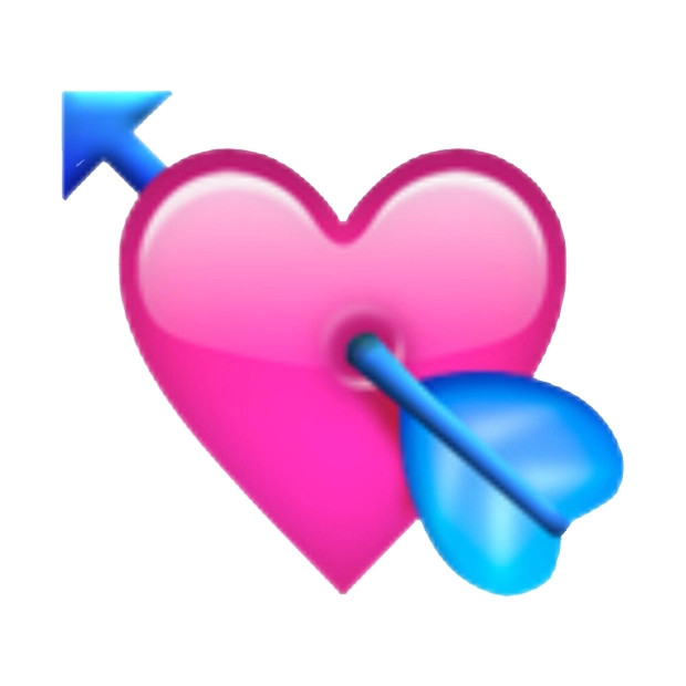 Trái tim trúng mũi tên Cupid biểu tượng của tình yêu
