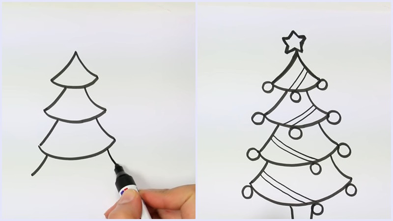 Hình ảnh minh họa các cách vẽ cây thông Noel cute và đơn giản dành cho bé yêu