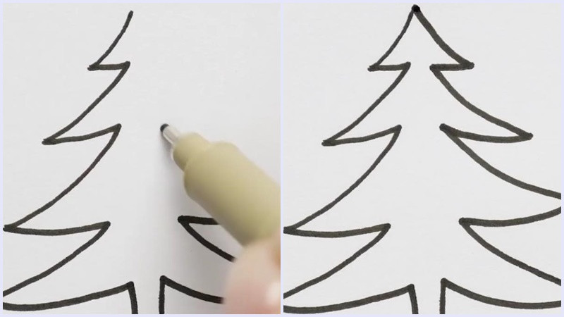 Hướng dẫn vẽ cây thông Noel cute từ các đám cỏ nhỏ dần, tạo hình thân thiện