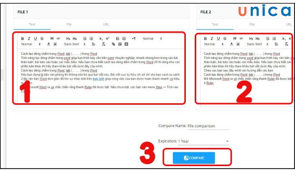Sao chép và dán nội dung của hai file Word vào CopyLeaks