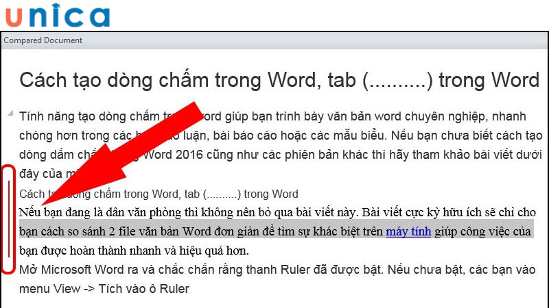 Văn bản gốc với dấu gạch đỏ hiển thị các điểm khác biệt