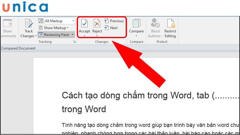 Lưu tài liệu Word sau khi chấp nhận hoặc từ chối các thay đổi