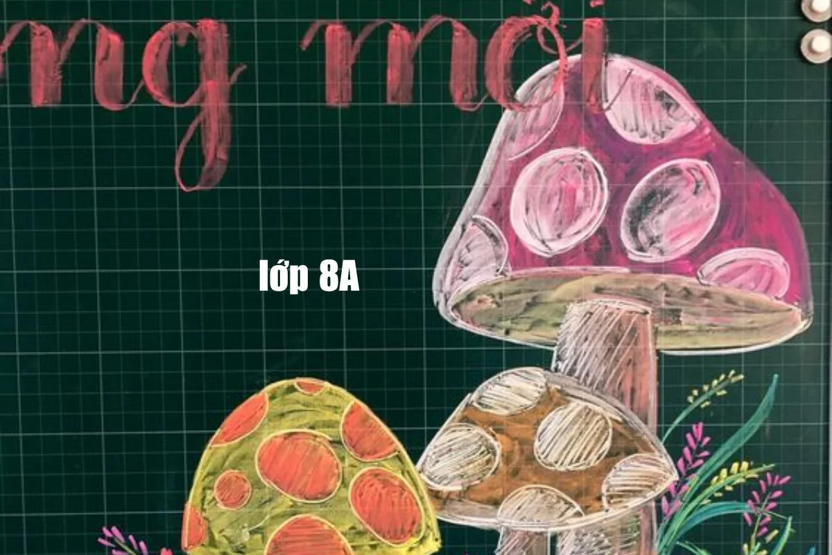 Trang trí bảng lớp học bằng phấn cho trường THCS với các chủ đề môn học, tạo hứng thú học tập.
