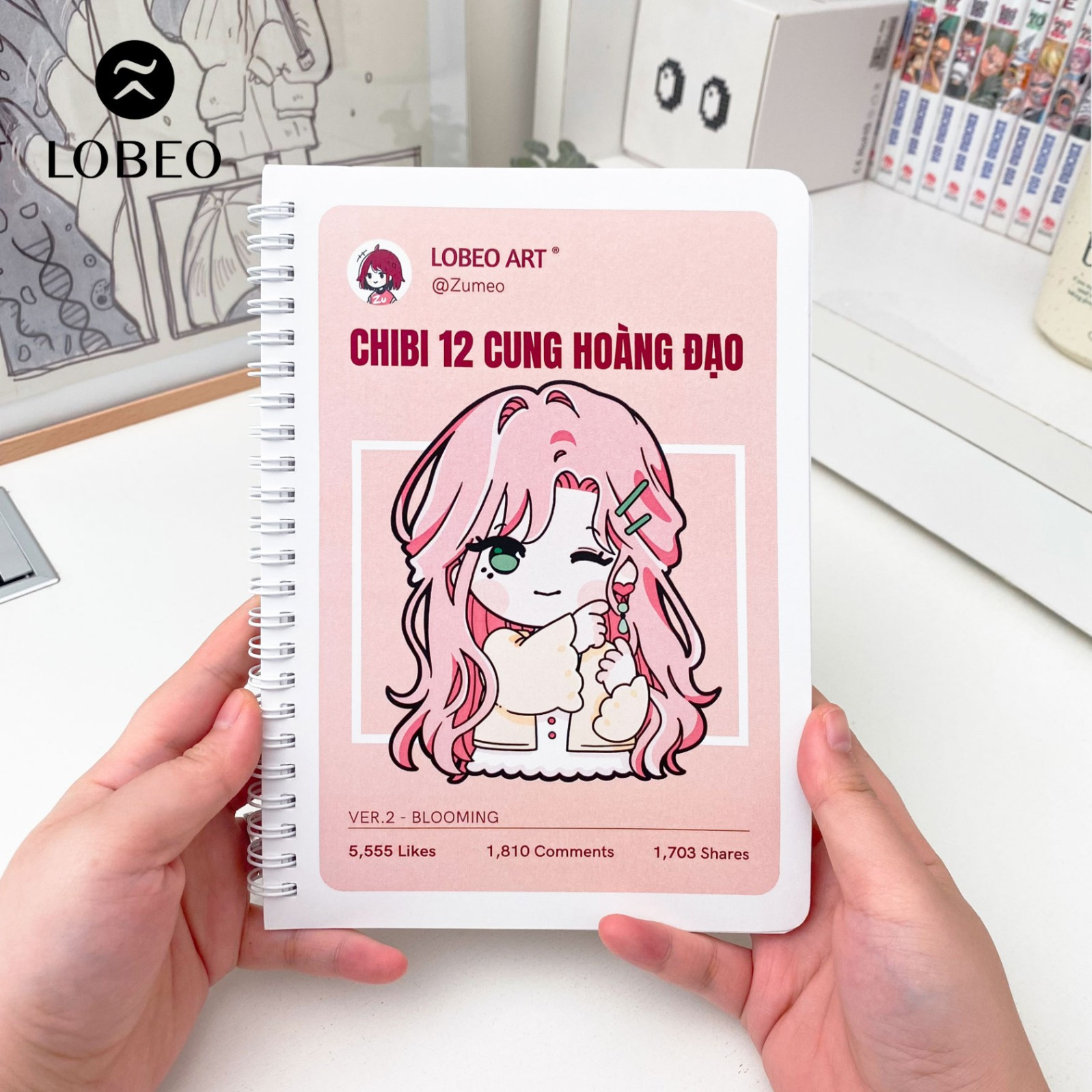 Tranh tô màu anime Chibi 12 cung Hoàng Đạo với chủ đề Blooming