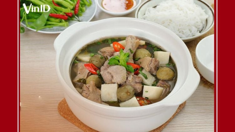 Thành phẩm vịt om sấu khoai sọ bùi ngon hấp dẫn