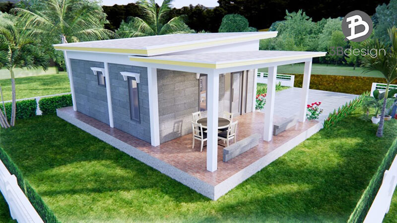 Nhà cấp 4 mái bằng có gara hiện đại