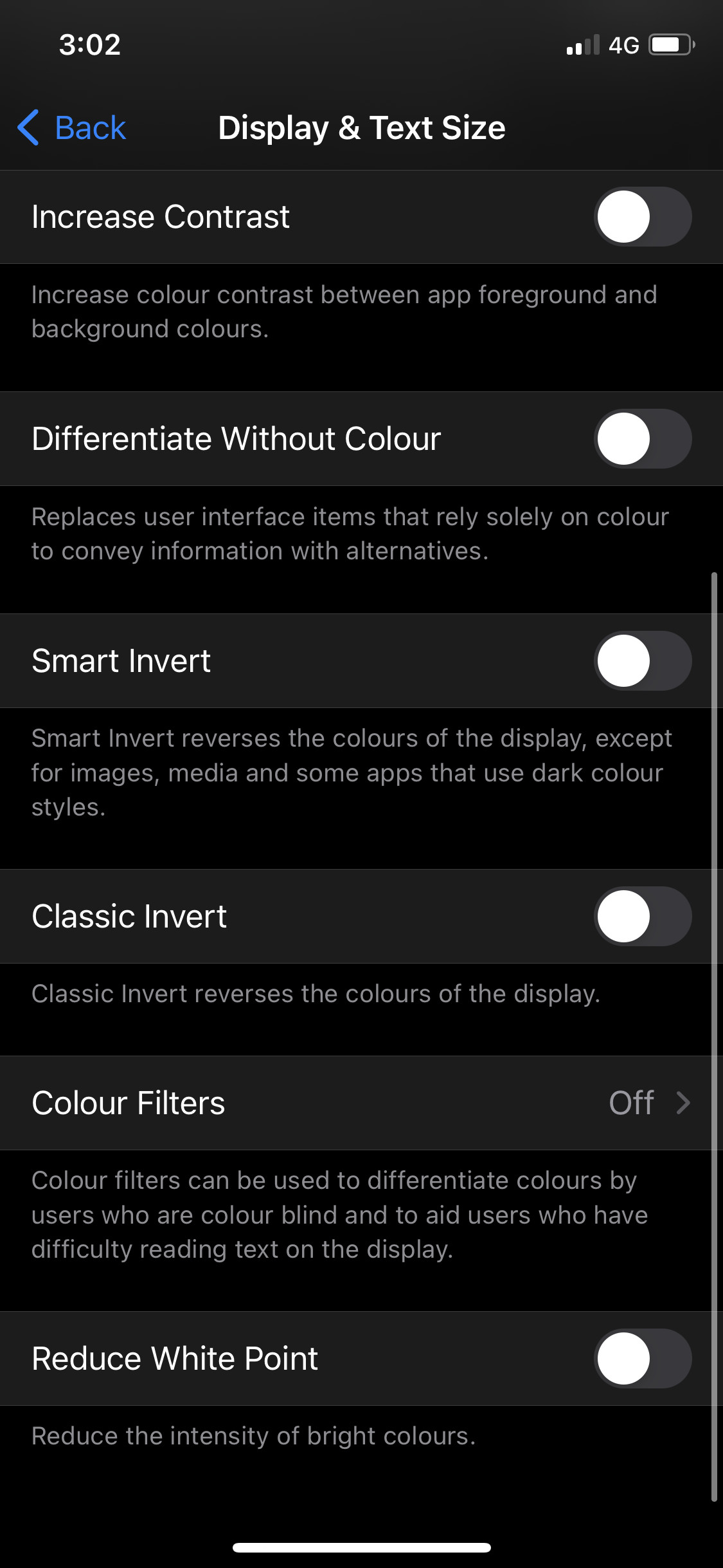 Màn hình iPhone, hiển thị &quot;Display &amp; Text Size&quot; nhưng thiếu &quot;Auto-Brightness&quot;