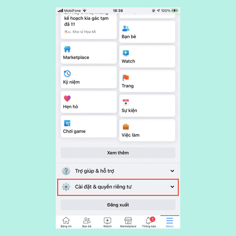 Minh họa các bước ẩn danh sách bạn bè trên Facebook điện thoại Android qua mục Cài đặt quyền riêng tư