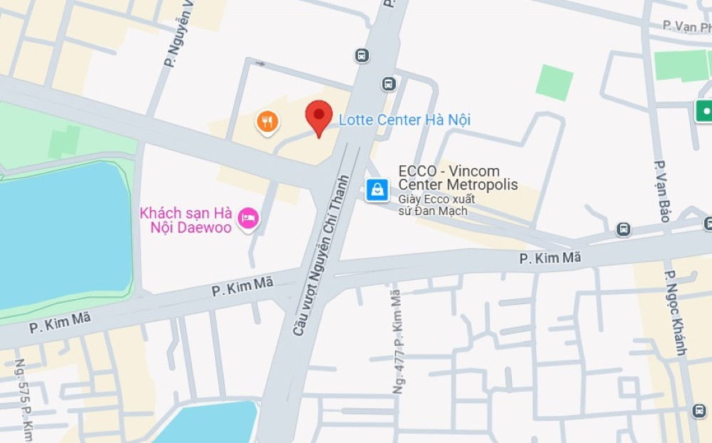 Vị trí Lotte Center Liễu Giai Hà Nội trên bản đồ Google Maps