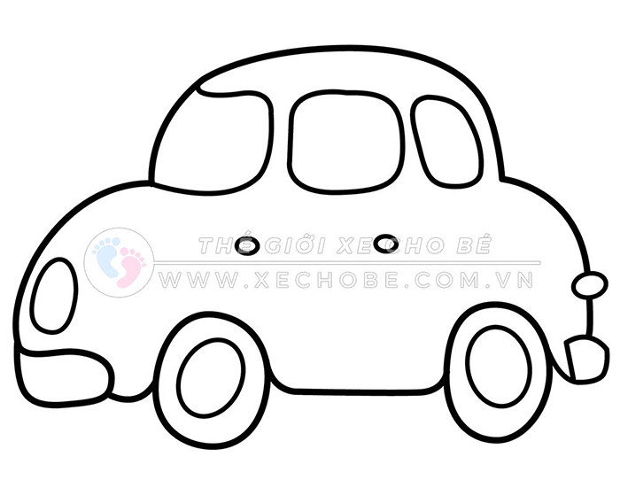 Tranh tô màu xe ô tô cho bé với thiết kế đơn giản dễ tô