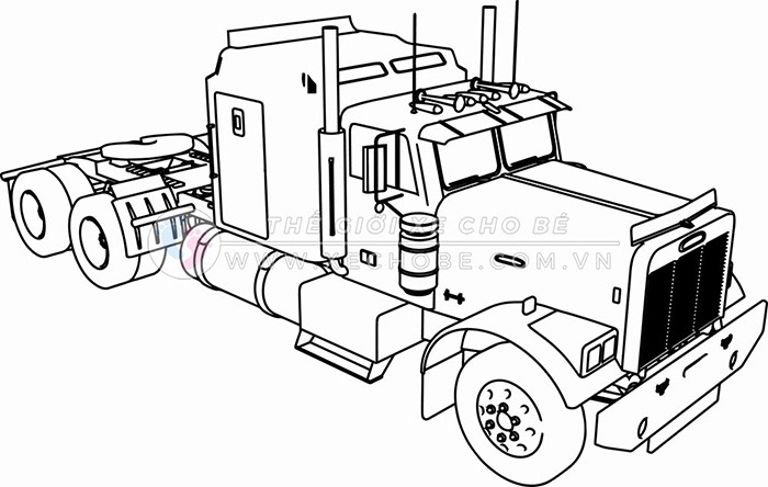 Tranh tô màu xe ô tô bán tải với thùng lớn