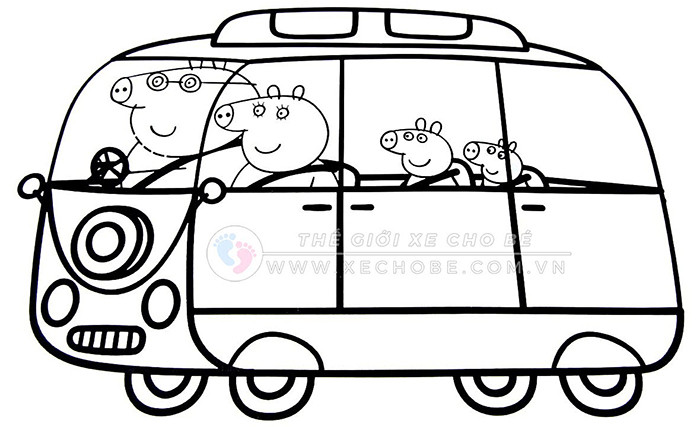 Tranh tô màu xe ô tô đơn giản với đường nét rõ ràng
