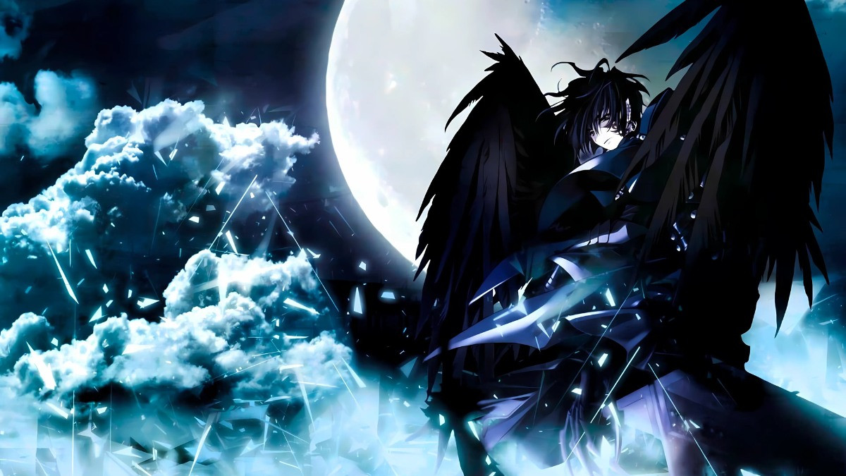 Chân dung ác quỷ anime nam với đôi mắt đỏ rực và phong thái cao ngạo