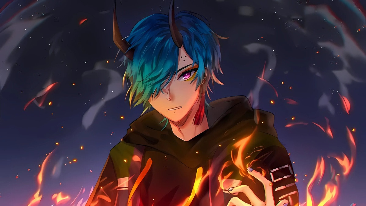 Ảnh ác quỷ anime nam đứng trong khung cảnh tối, đầy bí ẩn