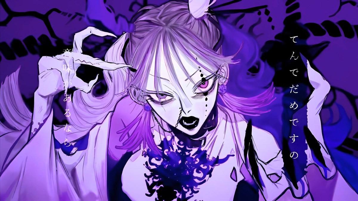 Ác quỷ anime nữ với bộ trang phục tối màu, đầy bí ẩn và quyến rũ