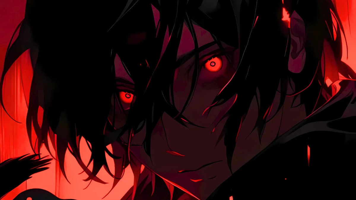 Ảnh ác quỷ anime nam với biểu cảm trầm tư, bí ẩn