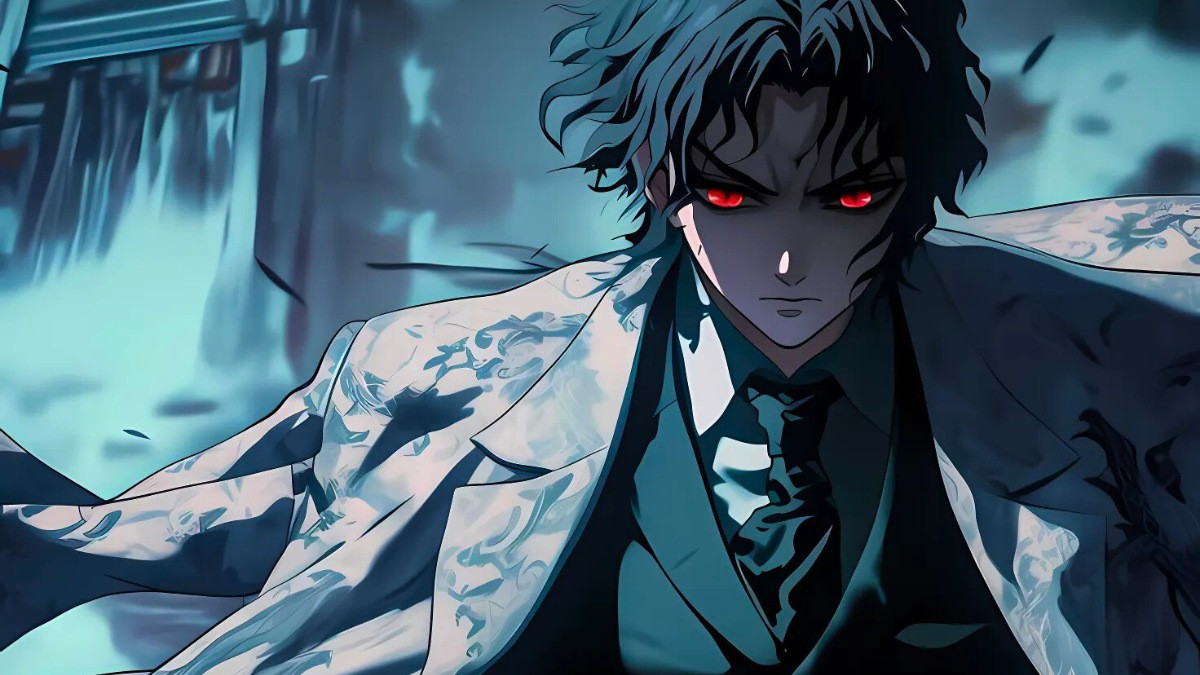 Ảnh anime ác quỷ ngầu với đôi cánh lớn và ánh mắt quyền uy