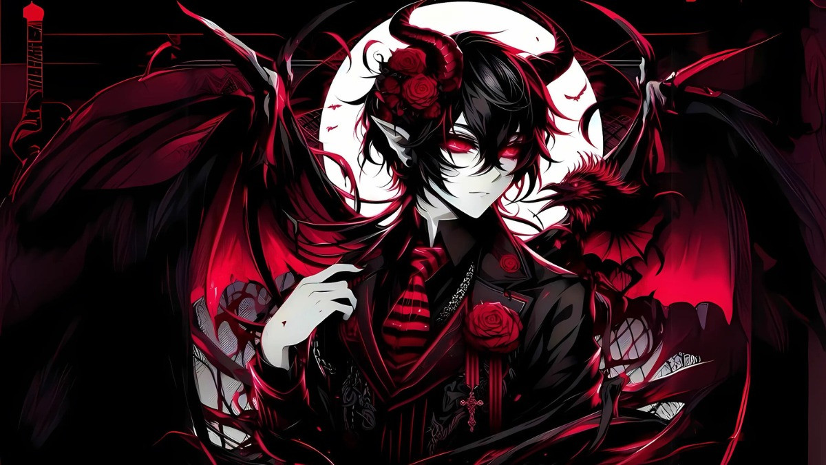 Ác quỷ anime với mái tóc vàng và đôi mắt xanh lôi cuốn