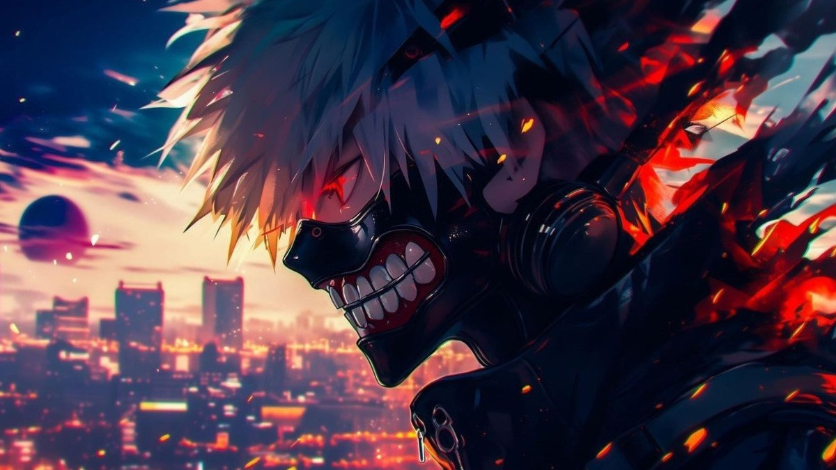Hình ảnh ác quỷ anime ngầu với trang phục đen và ánh mắt sắc bén