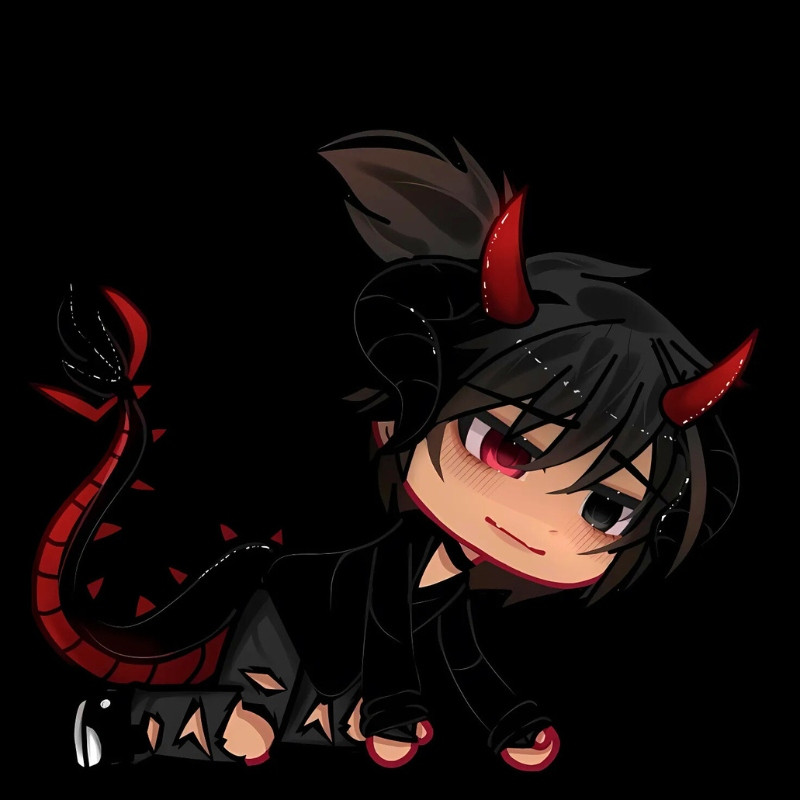 Ác quỷ anime chibi cute với đôi cánh nhỏ và vẻ mặt ngây thơ