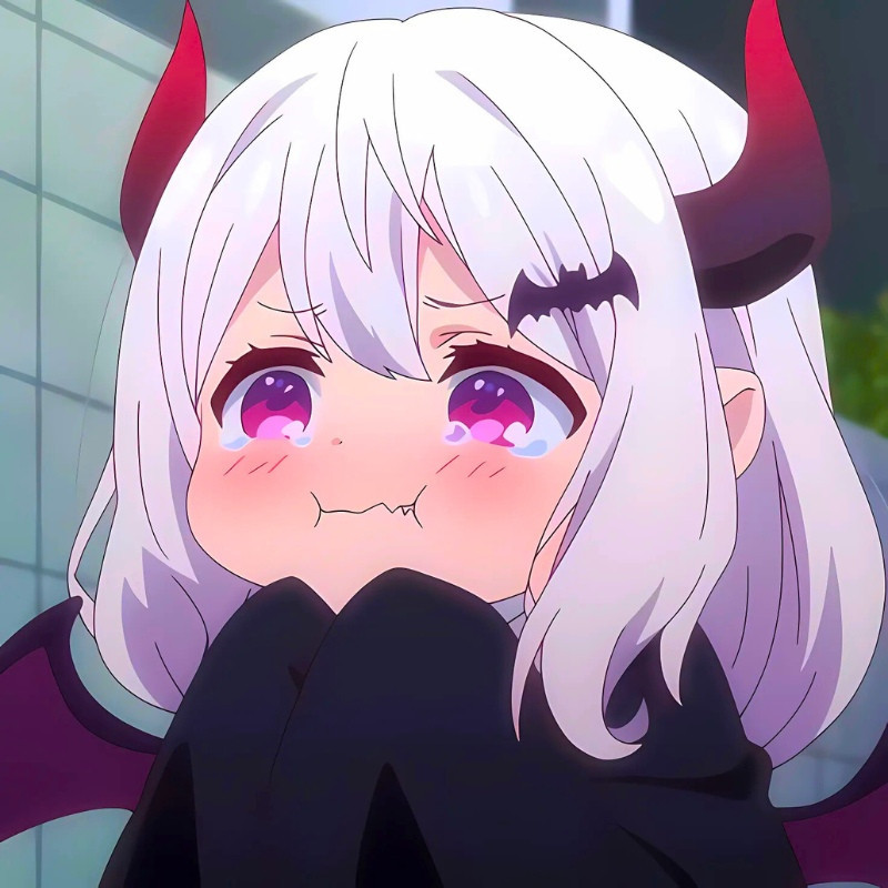 Ác quỷ anime chibi dễ thương với đôi mắt to và nụ cười rạng rỡ