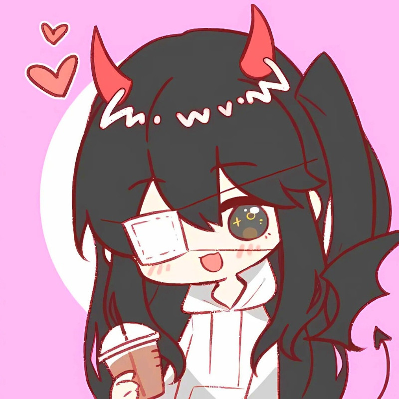 Ác quỷ anime chibi đáng yêu trong tư thế ngồi, đầy dễ thương