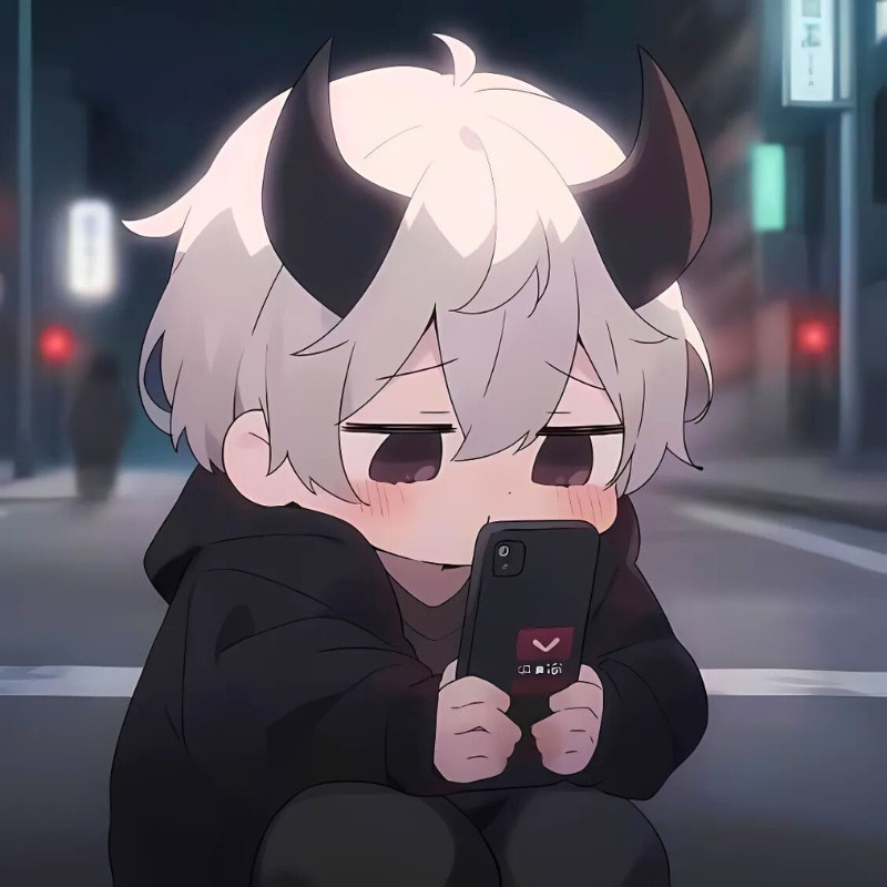 Ác quỷ anime chibi dễ thương với biểu cảm vui vẻ