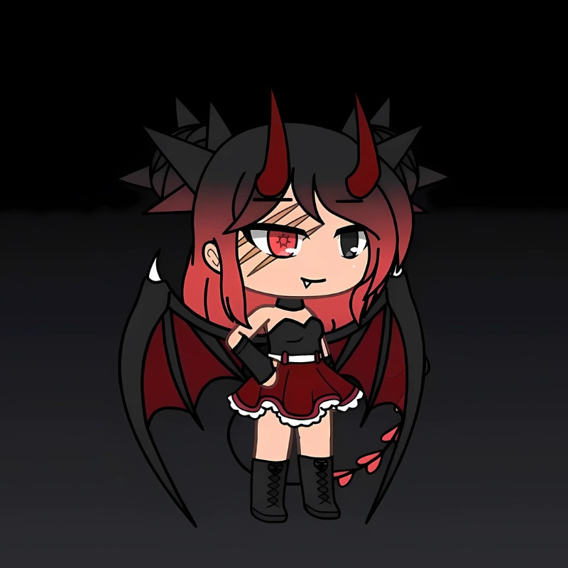 Ác quỷ anime chibi dễ thương đang ăn kẹo