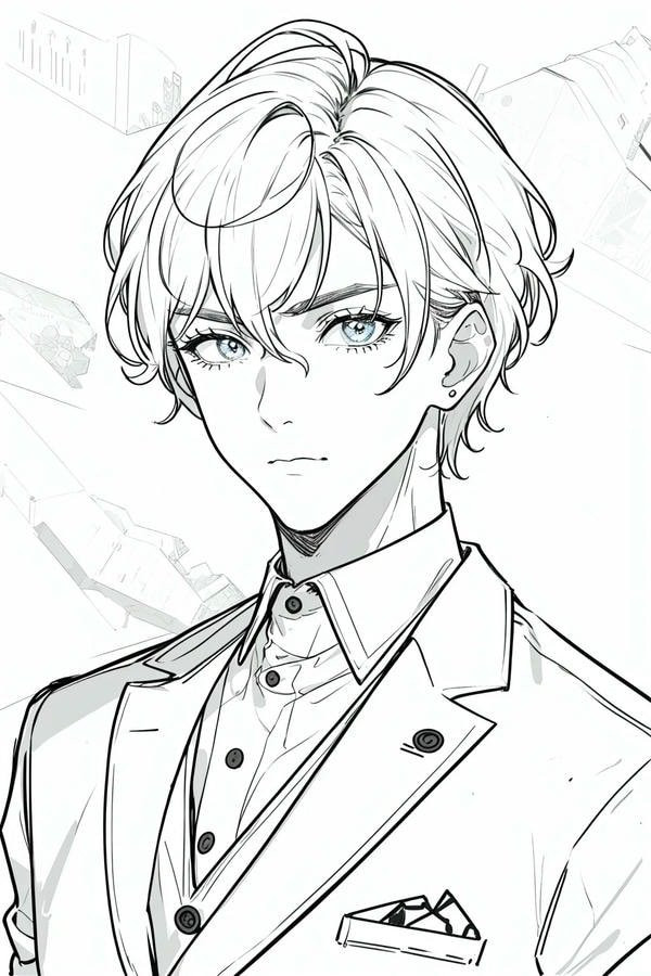 Tranh tô màu nhân vật anime chibi boy đáng yêu