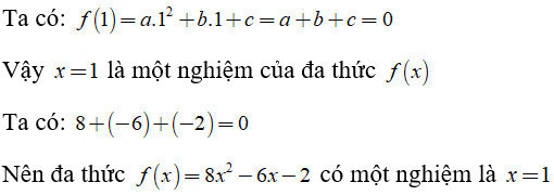 Chứng minh nghiệm x=1 của đa thức bậc hai khi tổng các hệ số bằng 0