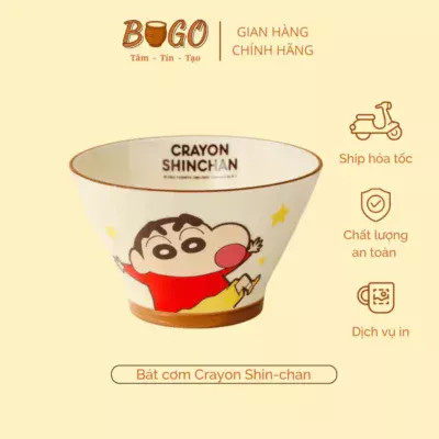 Bát gốm hình Shin cậu bé bút chì đội nón đáng yêu