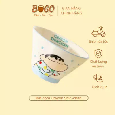 Bộ bát gốm hình Shin cậu bé bút chì với các biểu cảm ngộ nghĩnh