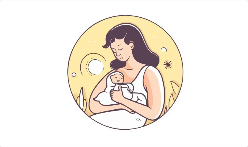 Logo với hình ảnh mẹ con ấm áp, thể hiện tình cảm gia đình và lòng báo hiếu.