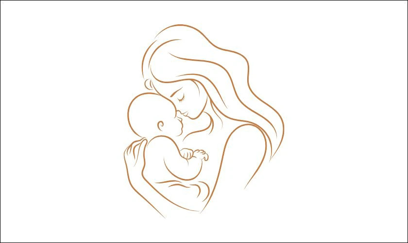 Hình ảnh mẹ bồng con, biểu hiện tình mẫu tử thiêng liêng.