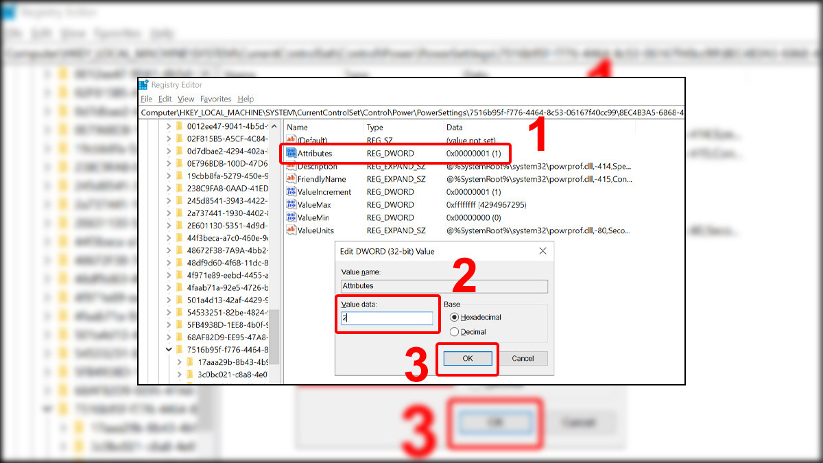 Cài đặt thời gian tắt màn hình Windows 10 bằng Registry bước 3
