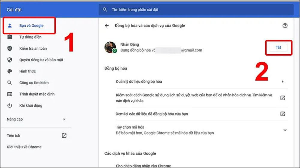 Tắt tính năng đồng bộ hóa để đăng xuất tài khoản Google trên máy tính