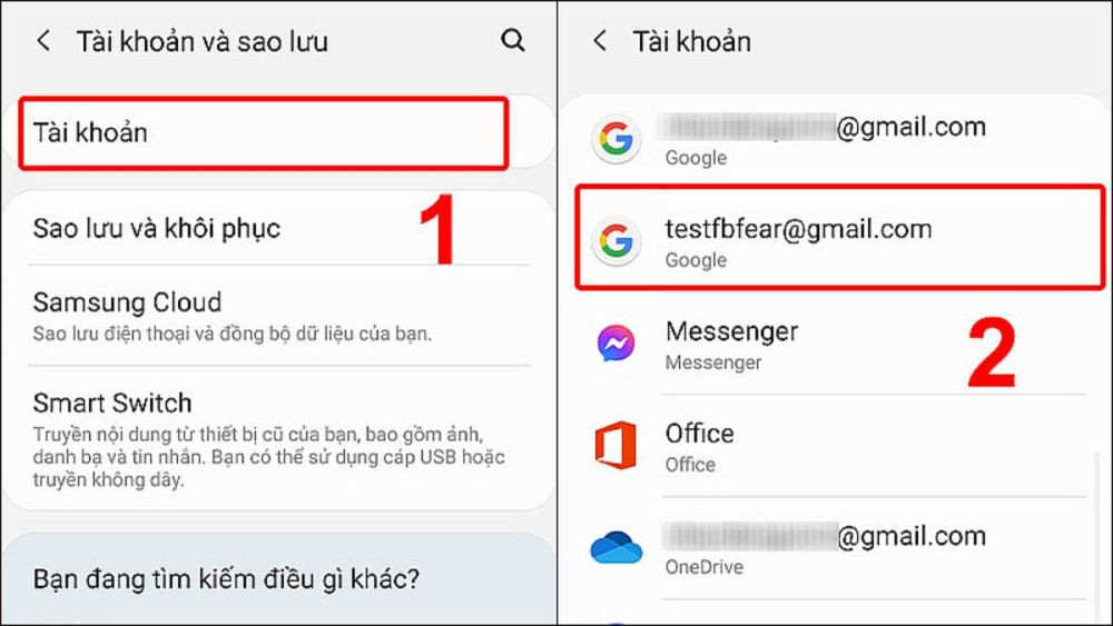 Chọn tài khoản Google cần đăng xuất khỏi điện thoại Android